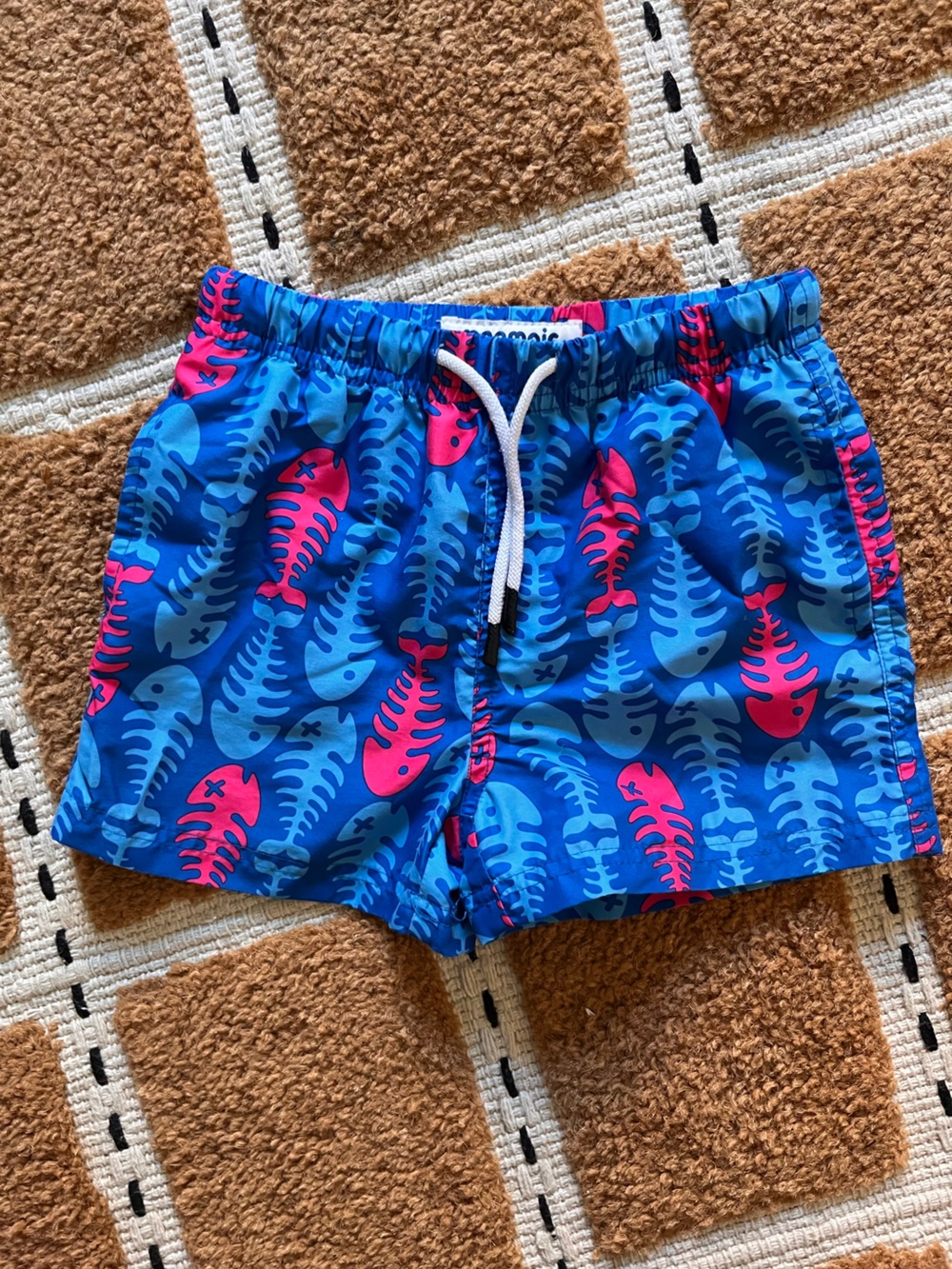 Maamgic Boys Blue Fishbone Print Swim Shorts Trunks 4T
